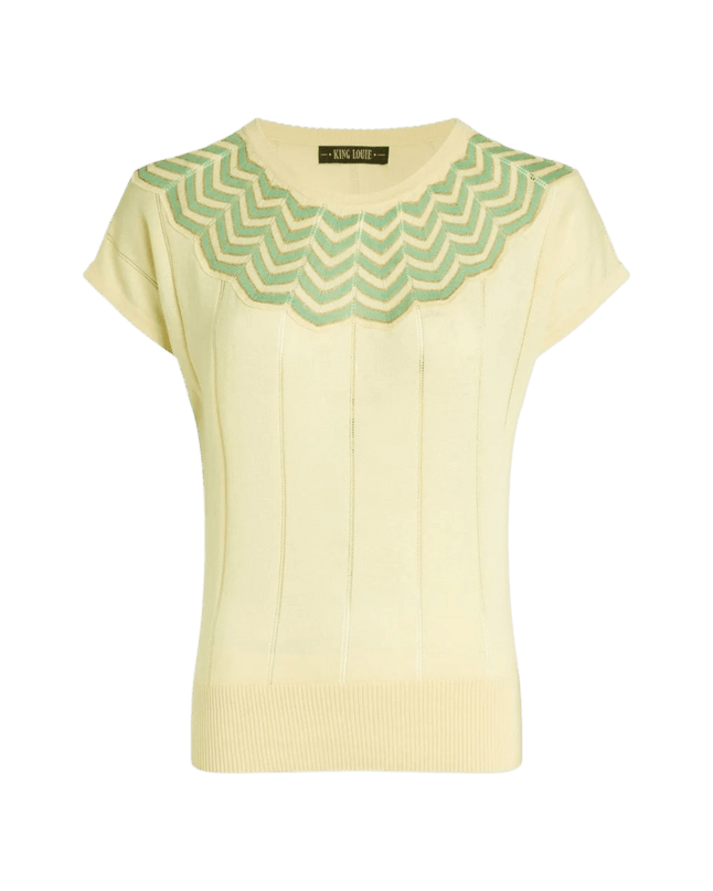 King Louie Blusa Yoke Hoops, creme